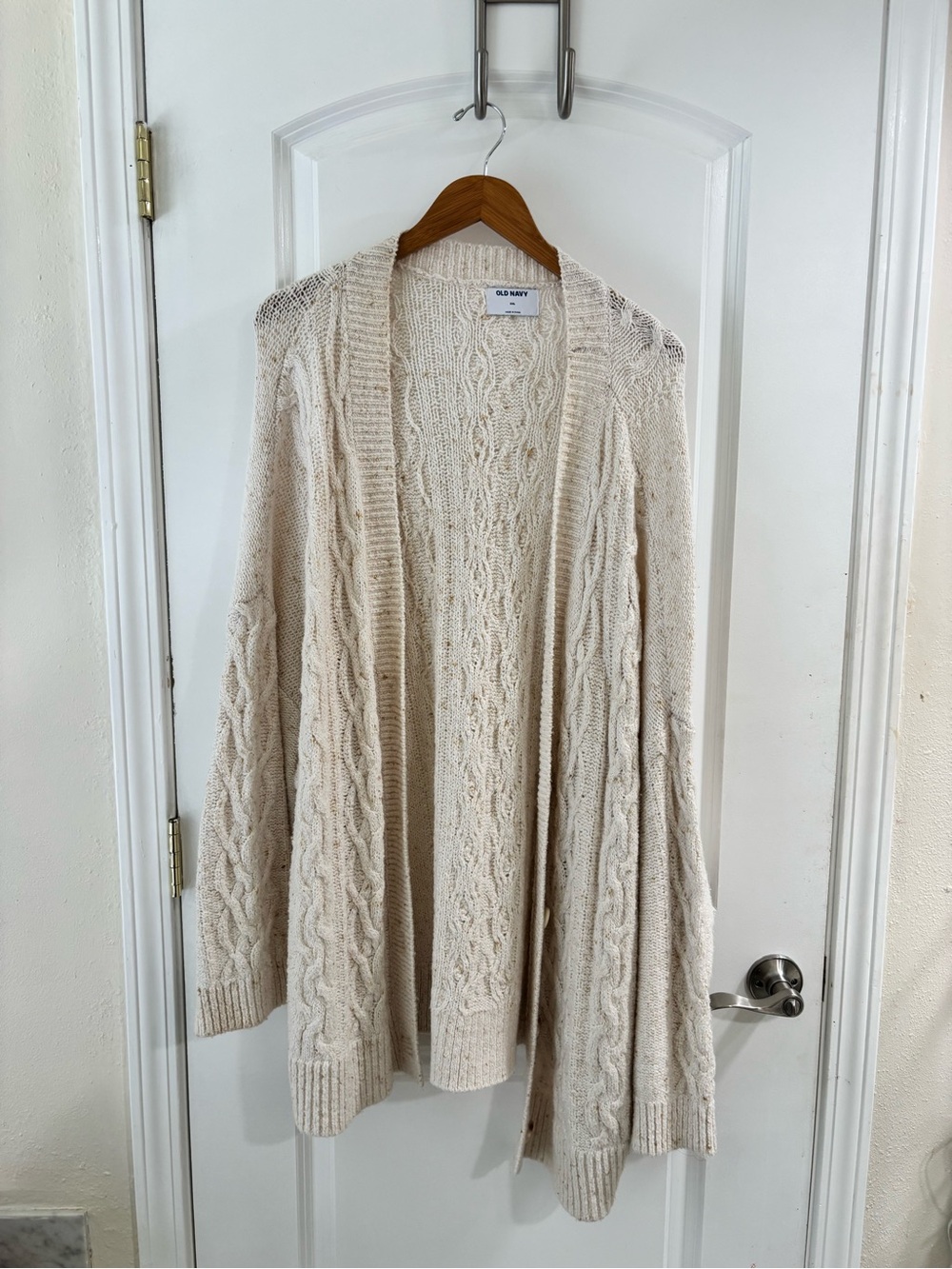 Old Navy Beige Cable Knit Open Front Cardigan